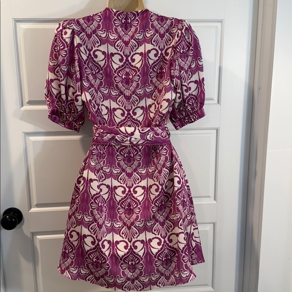 ALEXIS Bardot Mini Wrap Dress in Mulberry Palm XS - Picture 8 of 9